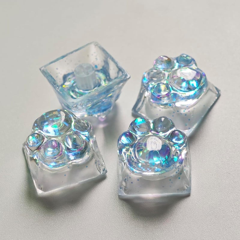 Elacgap Cat Claw Keycap Cute Drip Glue Backlight Keycaps DIY ESC Arrow Key Keycap Replacement for Cherry MX Gaming Mechanical Keyboard (4Keys Blue) - Image 5